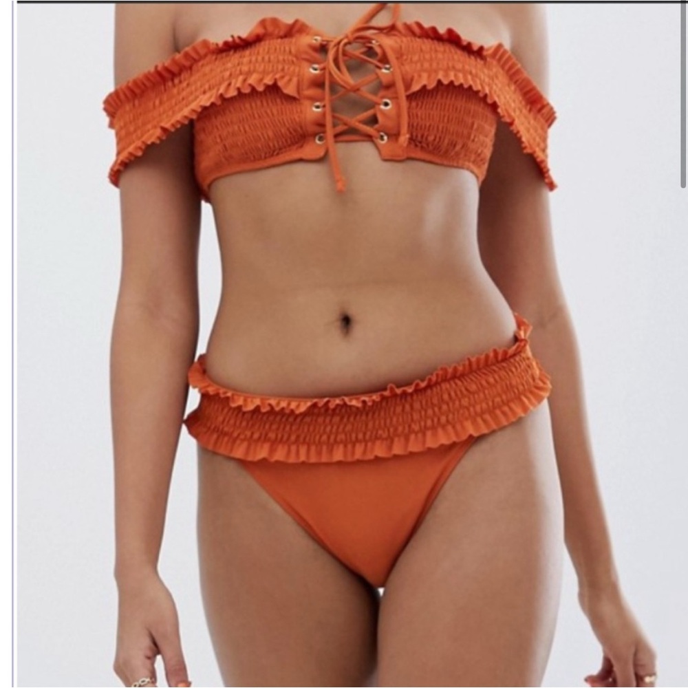 Orange Off-Shoulder Bikini Set